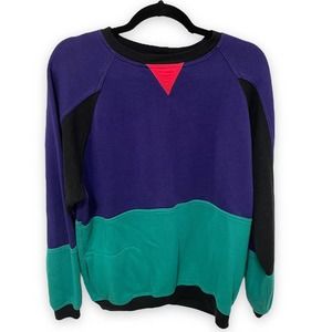 Vintage 80s 90s Generation One Sweatshirt Womens M Pullover Teal Purple Black